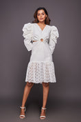 Load image into Gallery viewer, White Dress With Dramatic Sleeves And Cutwork