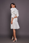 Load image into Gallery viewer, White Dress With Dramatic Sleeves And Cutwork
