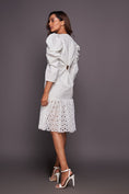 Load image into Gallery viewer, White Dress With Dramatic Sleeves And Cutwork