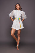 Load image into Gallery viewer, White Cotton Playsuit With Net Sleeves