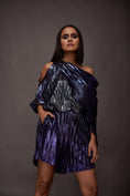 Load image into Gallery viewer, Purple Off Shoulder Metallic Tunic With Shorts