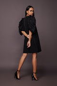 Load image into Gallery viewer, Black Shift Dress With Cutwork Sleeves