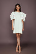 Load image into Gallery viewer, White Dress With Cutwork Sleeves