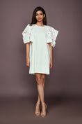 Load image into Gallery viewer, White Dress With Cutwork Sleeves