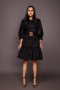 Load image into Gallery viewer, Black Backless Dress With Cutwork Detailing