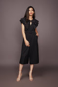 Load image into Gallery viewer, Black Loose Fit Jumpsuit With Detachable Collar