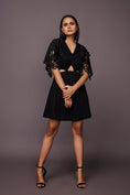 Load image into Gallery viewer, Black Cutout Dress With Cutwork