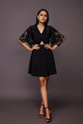Load image into Gallery viewer, Black Cutout Dress With Cutwork