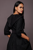 Load image into Gallery viewer, Black Suede Jacket Dress With Collar