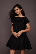 Load image into Gallery viewer, Black Suede Embroidered Short Dress