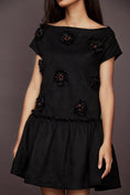 Load image into Gallery viewer, Black Suede Embroidered Short Dress