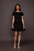 Load image into Gallery viewer, Black Suede Embroidered Short Dress