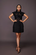Load image into Gallery viewer, Black Short Dress With Embroidered Applique
