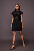Load image into Gallery viewer, Black Short Dress With Embroidered Applique
