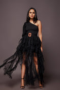 Load image into Gallery viewer, Black Bodysuit With Ruffled Skirt