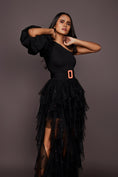 Load image into Gallery viewer, Black Bodysuit With Ruffled Skirt