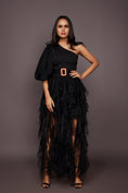 Load image into Gallery viewer, Black Bodysuit With Ruffled Skirt