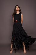 Load image into Gallery viewer, Black Ruffled Dress With Neon Detailing