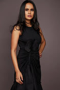 Load image into Gallery viewer, Black Dress With Embroidered Flower
