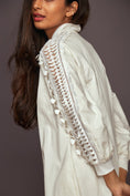 Load image into Gallery viewer, White A-Line Dress With 3D Cutwork Detailing