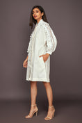 Load image into Gallery viewer, White A-Line Dress With 3D Cutwork Detailing
