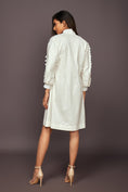 Load image into Gallery viewer, White A-Line Dress With 3D Cutwork Detailing