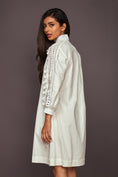 Load image into Gallery viewer, White A-Line Dress With 3D Cutwork Detailing