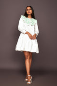 Load image into Gallery viewer, White Dress With Puff Sleeves And Frill Bottom