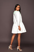 Load image into Gallery viewer, White Dress With Puff Sleeves And Frill Bottom