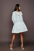 Load image into Gallery viewer, White Dress With Puff Sleeves And Frill Bottom