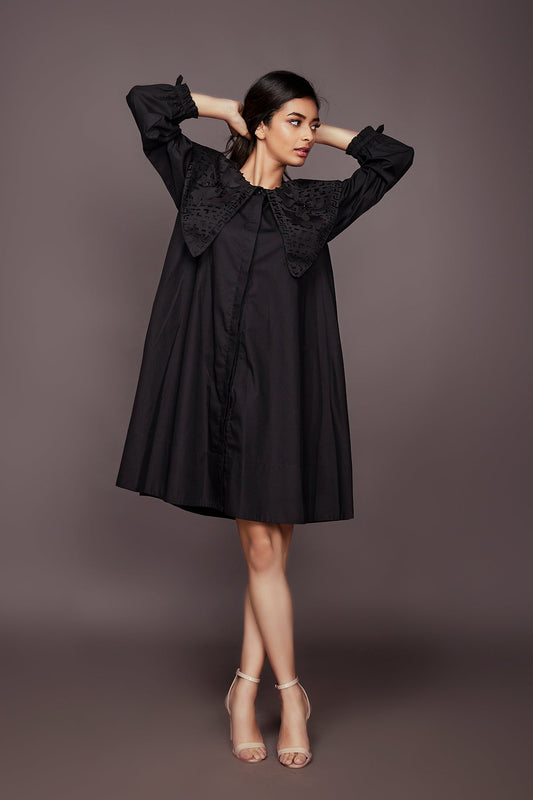 Black Dress With Cutwork Collar