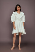Load image into Gallery viewer, White Dress With Attached Collar And Belt
