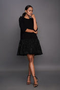 Load image into Gallery viewer, Black Dress With Sequence Gathered Bottom