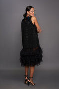Load image into Gallery viewer, Black Sequence Dress With Frill Gathered Bottom