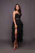 Load image into Gallery viewer, Black Corset Top With Sequin Ruffled Skirt