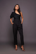 Load image into Gallery viewer, Black One Shoulder Bodysuit With Straight Pants