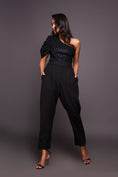 Load image into Gallery viewer, Black One Shoulder Bodysuit With Straight Pants