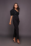 Load image into Gallery viewer, Black One Shoulder Bodysuit With Straight Pants