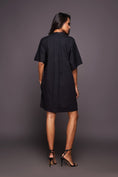 Load image into Gallery viewer, Black Shirt Dress With Sequin Patch Pocket