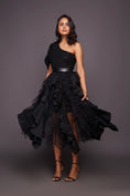 Load image into Gallery viewer, Black One Shoulder Bodysuit With Sequin Ruffled Skirt