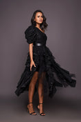 Load image into Gallery viewer, Black One Shoulder Bodysuit With Sequin Ruffled Skirt