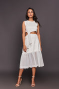 Load image into Gallery viewer, White Dress With Cutout At Waist And Sequins At Bottom