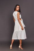 Load image into Gallery viewer, White Dress With Cutout At Waist And Sequins At Bottom