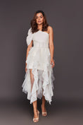 Load image into Gallery viewer, White Bodysuit With Sequin Ruffled Skirt