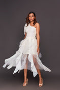 Load image into Gallery viewer, White Bodysuit With Sequin Ruffled Skirt