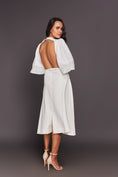 Load image into Gallery viewer, White Front Cutout Sequin Puff Sleeves Midi Dress