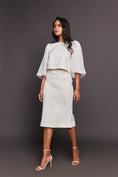Load image into Gallery viewer, White Sequined Sleeves Crop Top With Skirt