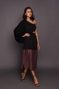 Load image into Gallery viewer, Black & Wine One Shoulder Dress With Cutwork At Bottom