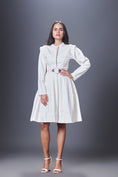 Load image into Gallery viewer, White Jacket Dress With Hand Embroidered Belt