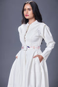 Load image into Gallery viewer, White Jacket Dress With Hand Embroidered Belt